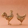 1pc Brass Rooster & Hen Figurines Set, Thanksgiving Collectible Ornaments, Zodiac Chicken Decor, Tabletop Tea Pet Ornaments for Home Living Room