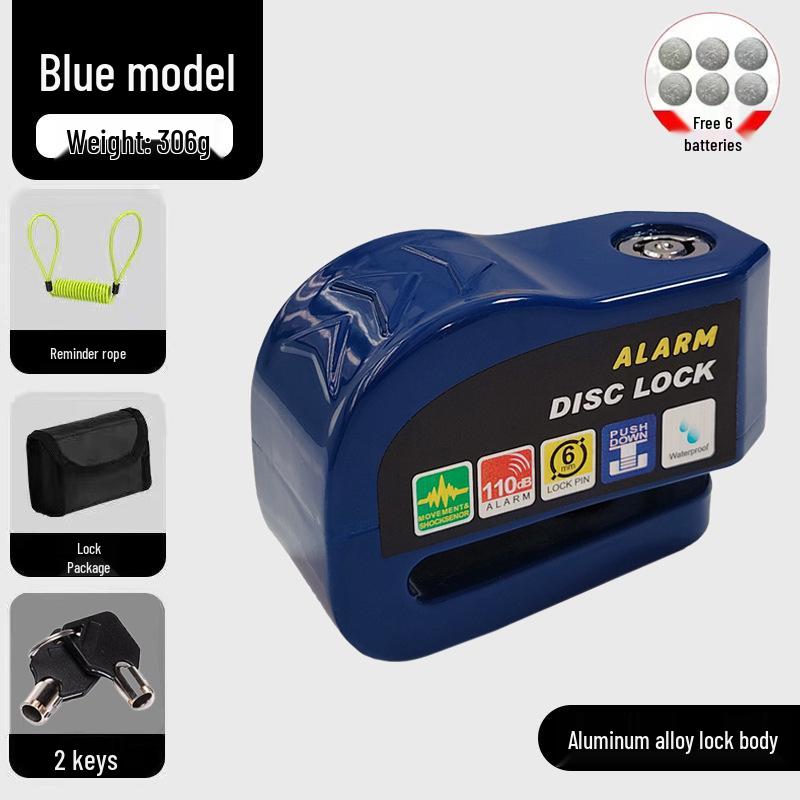 Blocca Disco Freno Antifurto Universale per Auto, Moto e Biciclette con Sistema di Allarme