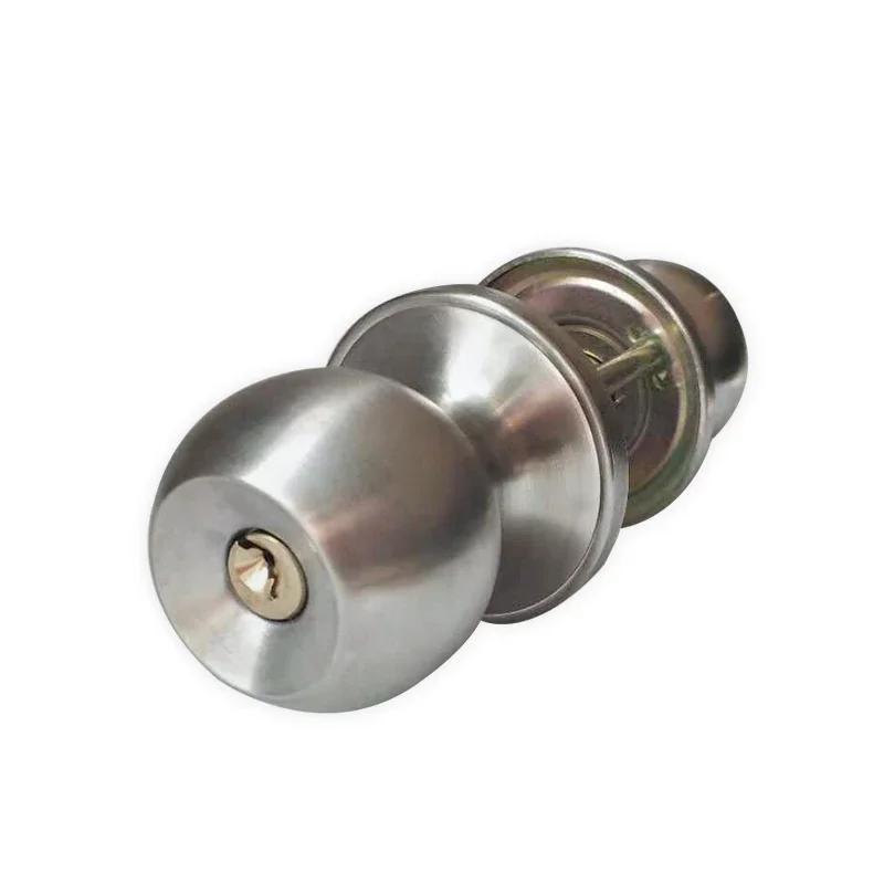 Door Set Knob Handle Lock With Key Privacy Passage Round Sliver Bathroom Shower Entrance Stainless Steel Useful