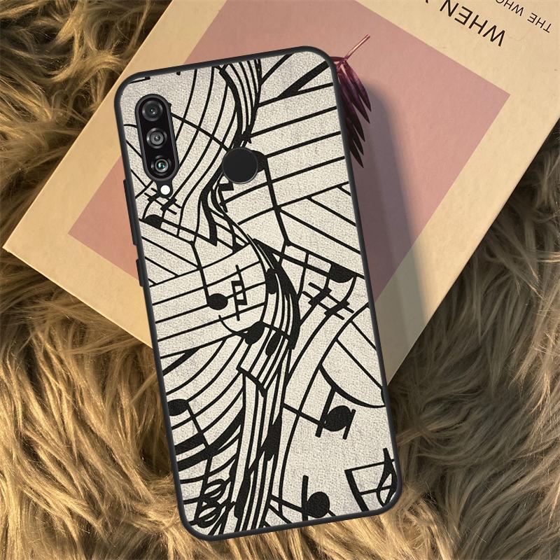 Music Score Musical Notes For Huawei Nova Y90 Y60 Y61 Y70 Y72 Y73 Y91 3i 7i 8i 11i 12i 9 10 SE P20 P30 P40 Lite Case