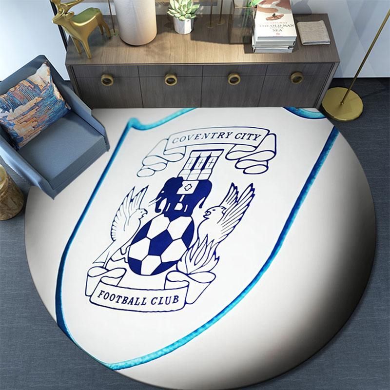 Coventry City logo pattern round rug,Carpet Rug for Living Room Bedroom Playroom ,Non-slip Floor Mat,Holiday Gifts and Birthday Gifts.