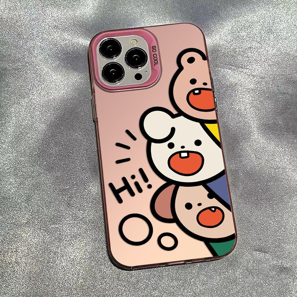 Cute Pig Is Suitable for Apple 15promax Colored Silver Mobile Phone Case, Advanced iPhone14/13/12 Protective Case.