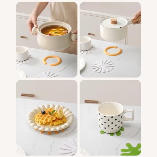 1 Set Flower Coaster Heat-Resistant Floral Theme Trivet Anti-scald Kitchen Countertop Pot Pan Coffee Tea Cup Holder Dining Table Decoration