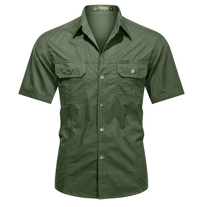 Summer military uniform short-sleeved shirt men's overalls cotton tooling inch shirt outdoor loose men's shirt non-ironing