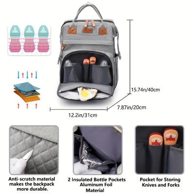 Große Wickeltasche, multifunktionaler Reise-Wickelrucksack, tragbare Wickelunterlage, Kinderwagenbefestigung, Wärmeisolierung