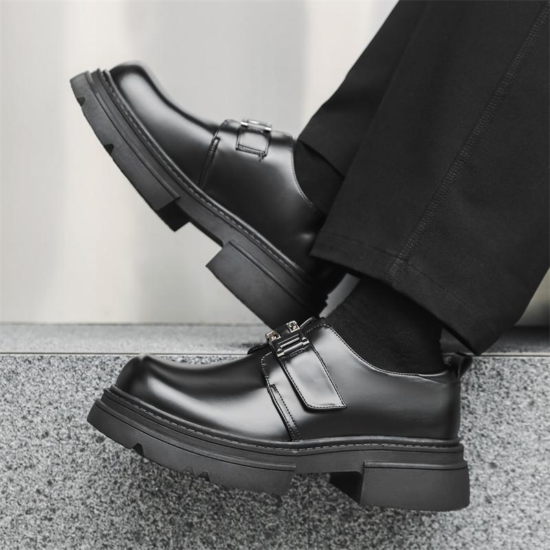 Fashion Trendy men's thick soled leather Derby shoes Fashion designer style Leisure Business Men's Wedding Outdoor Party Elevated Shoes