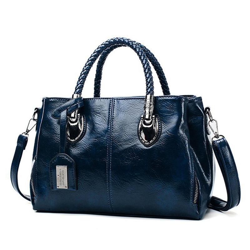 Vintage Braided Handle Leather Satchel Bag for Women - Large Capacity Crossbody Tote
