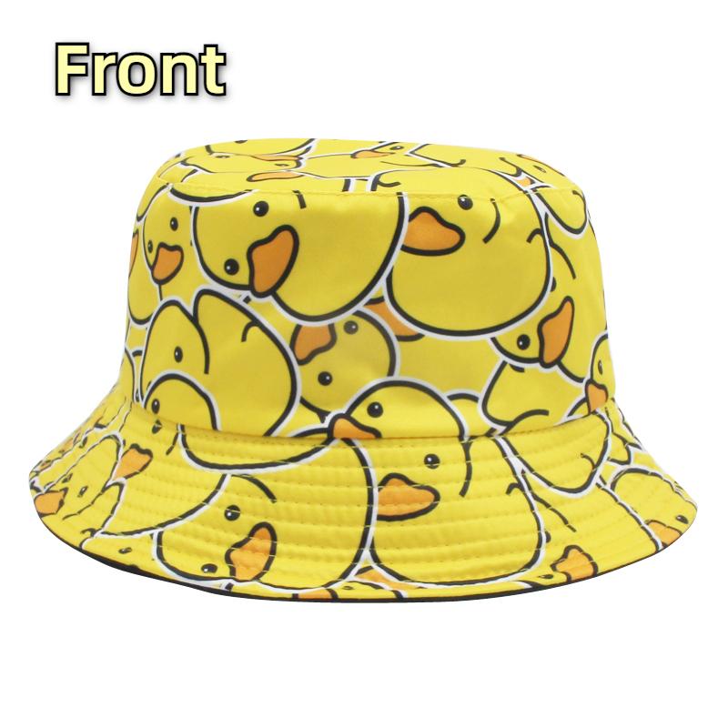 Y2K Reversible Yellow Duck Bucket Hat for Men Women Summer Beach Sun Hat Bob Panama Girls  Foldable Travel Outdoor Fisherman Hat