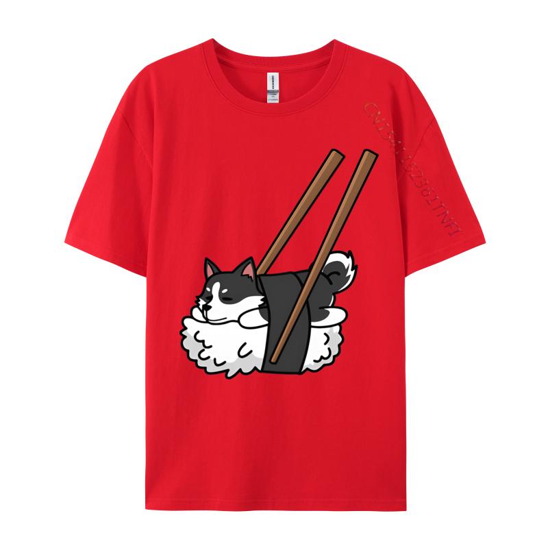 Comics Tees Cotton Men T Shirts Funny Sushi Siberian Husky Tshirt Vintage Tshirt Fashion T Shirt Men