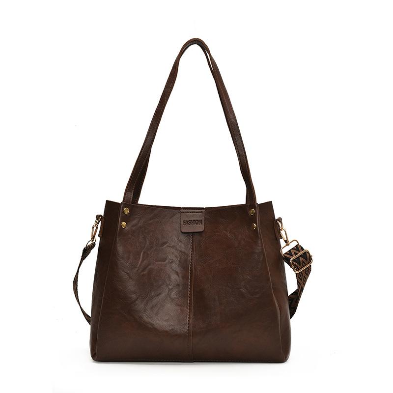 Retro Torba Tote do Dojazdów o Dużej Pojemności Nowy Styl Torebka Tekstura Maillard Luźna Torba na Ramię