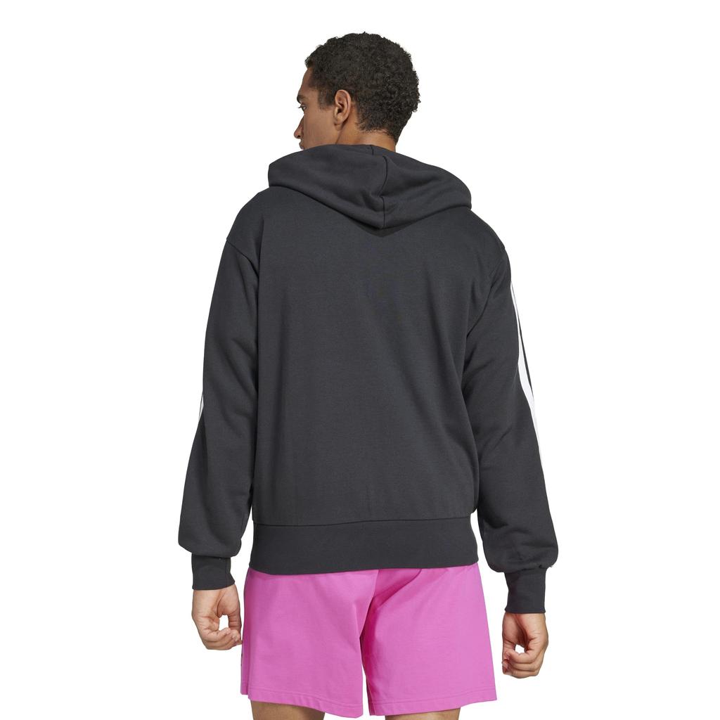 Adidas Essentials Sweatshirt Hoodie for KTE94 Size 2L 3-Stripes Full-Zip Men, Black/White (JD1877)