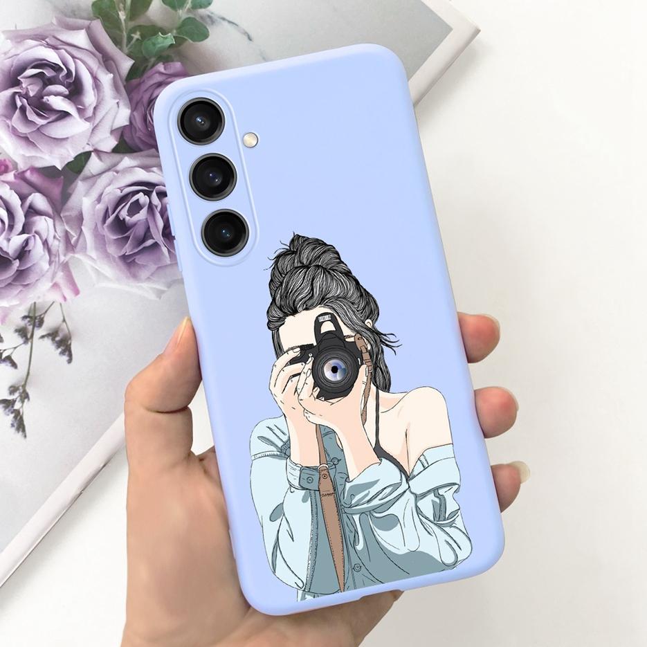 For Samsung Galaxy A55 Case Pretty Cartoon Girls Sunflower Cover Soft TPU Phone Case For Samsung A15 A25 A35 A55 5G Fundas Coque