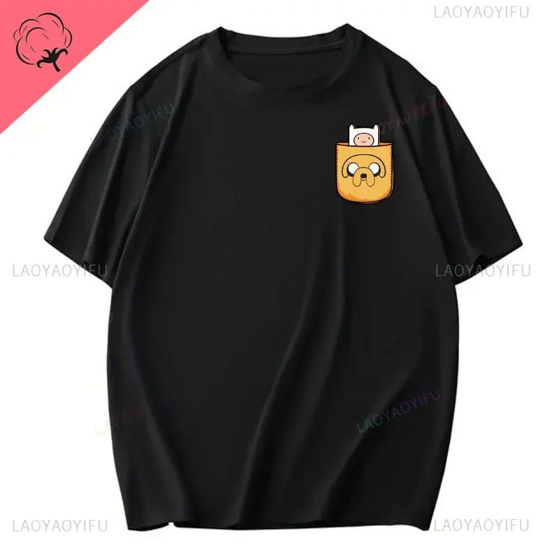 Funny Cartoon Printing T Shirt Adventure Time Cotton T Shirt for Men and Women Casual Wear Classic Anime Graphic Man's T Shirts