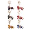 Keychain Pendant Chinese Style Rhinestones-Encrusted Oil Painting 3D Zodiac Horse Design Key Chain Metal