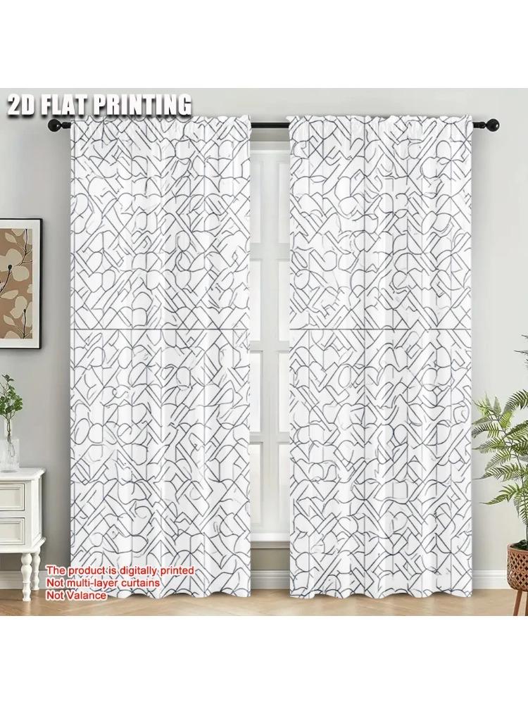 

Plane Printing Curtain Popular Black White Polyester Easy Install Without Rod Decorations Home Perfect Curtains Made Of W100*H70(CM)-Hooks&2PCS