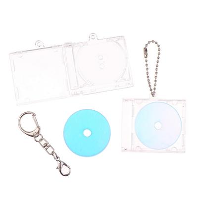 Álbum de acrílico com pingente de disco, chaveiro com caixa de disco em branco, adequado para chaveiro, mochila, pingente, corrente, clipe, chaveiro
