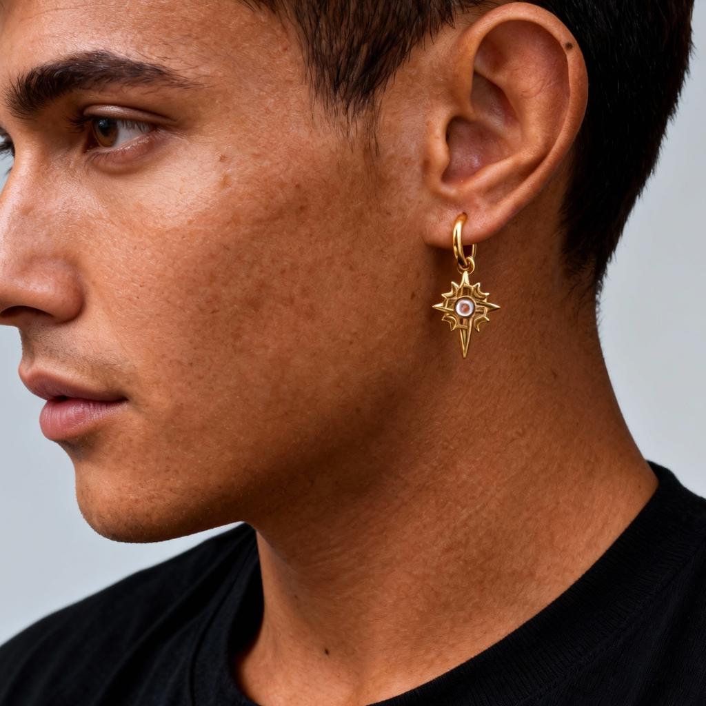 Moonstone Celtic Knot Earrings for Men Boys,Stainless Steel Hoop Earrings,Punk Hip Hop Rock Rap Cool Jewelry Accessories Gifts