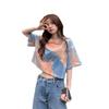 Korean tie-dye round neck short-sleeved T-shirt women's summer new loose casual fashion niche short top tide