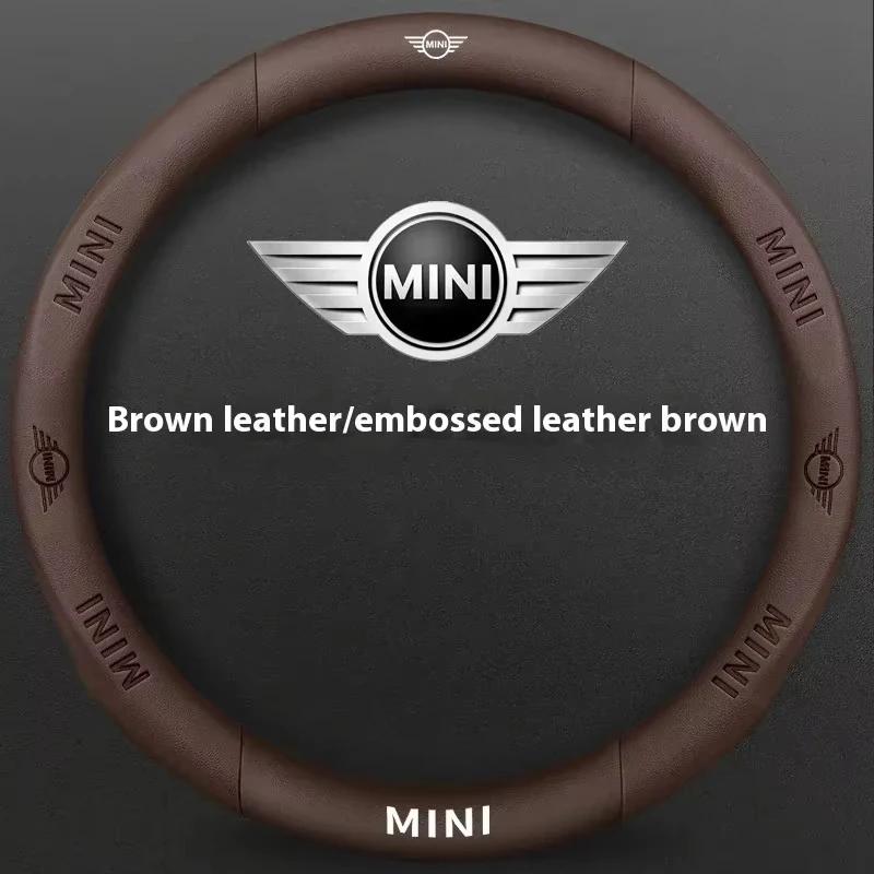 Car Carbon Fiber Leather Steering Wheel Cover For BMW MINI JWC R54 R55 R56 R60 F54 F55 F56 F57 John Cooper S Clubman Countryman