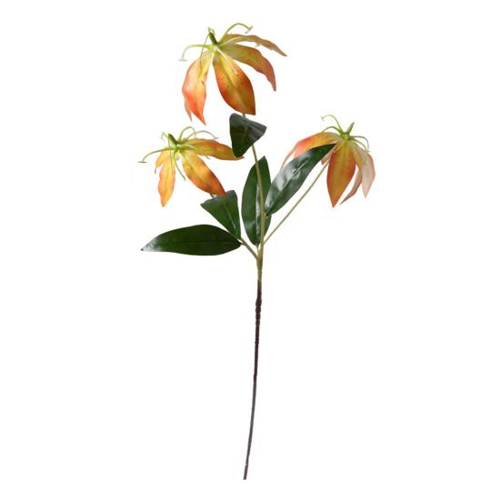 Artifical Lily Flower with 3 Heads Full Bloom And Leaves Long Stem Faux