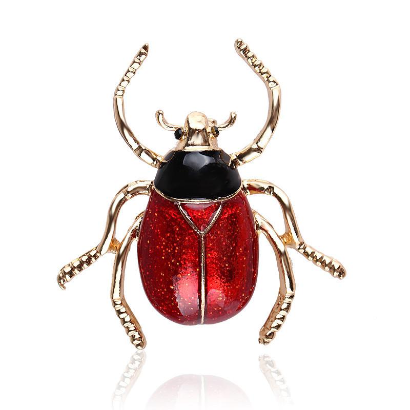 SKEDS Fashion Cute Ladybug Rhinestone Brooches For Women's Men's Clothing Insect Metal Enamel Pins Banquet Brooch Jewelry Gift