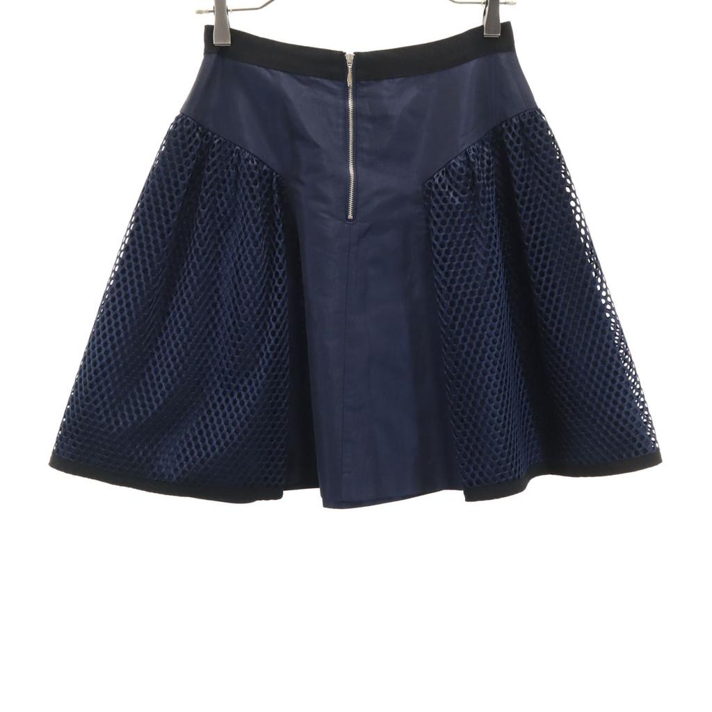 LANVIN en Bleu Made In Japan Midi Length Mesh Switching Flare Skirt 38 Women Used
