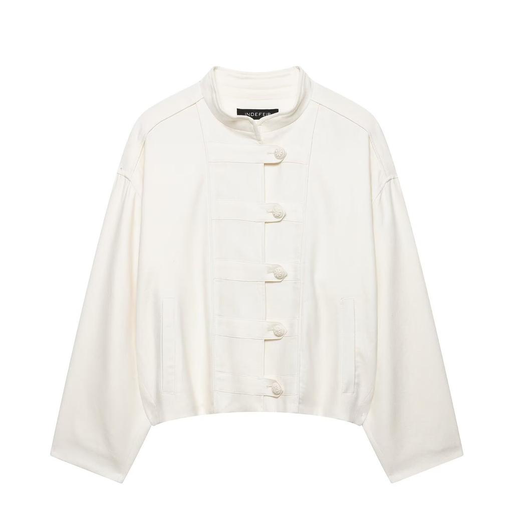 2026 Summer New European and American Cross-border Women's Street Fashion Linen Cord Knot Button Jacket W085 360851
