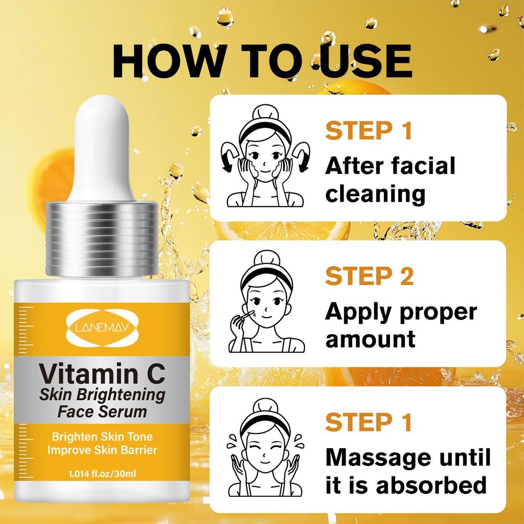 Vitamin C Skin Brightening Face Serum-Brighten Skin Tone-Improve Skin Barrier-Suitable for all Skin Types, 30ml