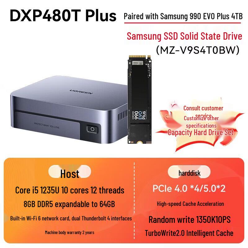 

Ugreen DXP480T Plus 4-Bay 10GbE NVMe SSD NAS (8TB Total)