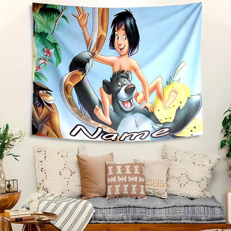 Personalized The Jungle Book Background Tapestry,Custom Name Birthday Party,Multifunctional Wall Decoration for Home Decor,Various Occasions