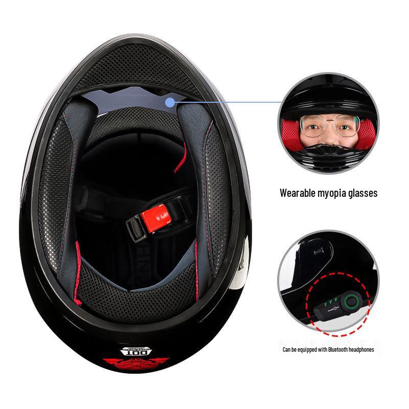 HNJ Women's Electric Motorcycle Helmet, Cat Ears, 3C Certified, Full Face, Bluetooth Compatible, Summer Use.