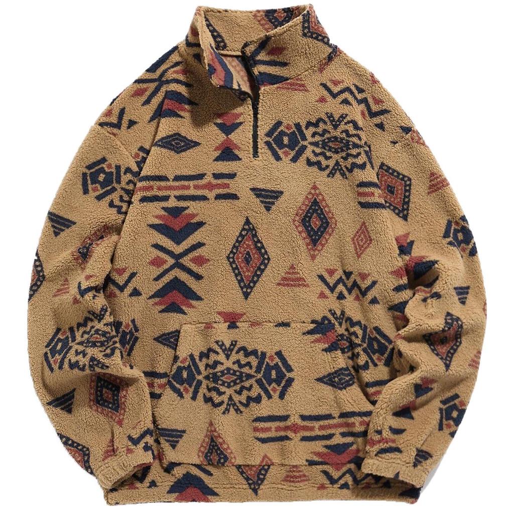Men's Winter Fleece Half-Zip Loose Hoodie, Casual Plus Size Jacket