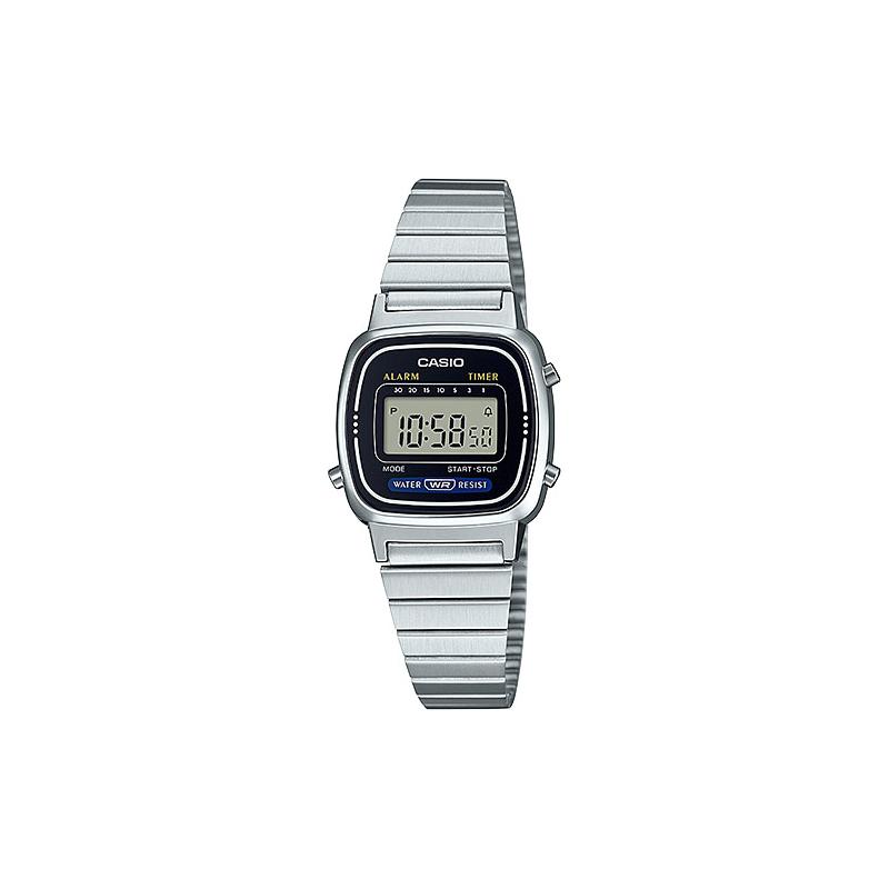 Casio YOUTH series - small metal squares, classic retro small silver blocks, LCD display, quartz movement, stainless steel strap, Japanese LA670WA-1D