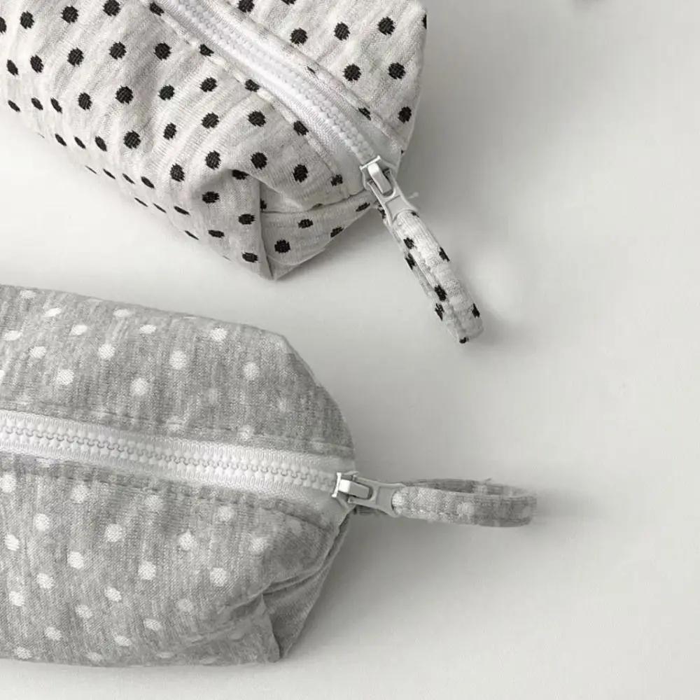 Multi-functional Polka Dot Design Pencil Case Large-capacity Soft Touch Stationery Pouch Stationery Organizer Back To School
