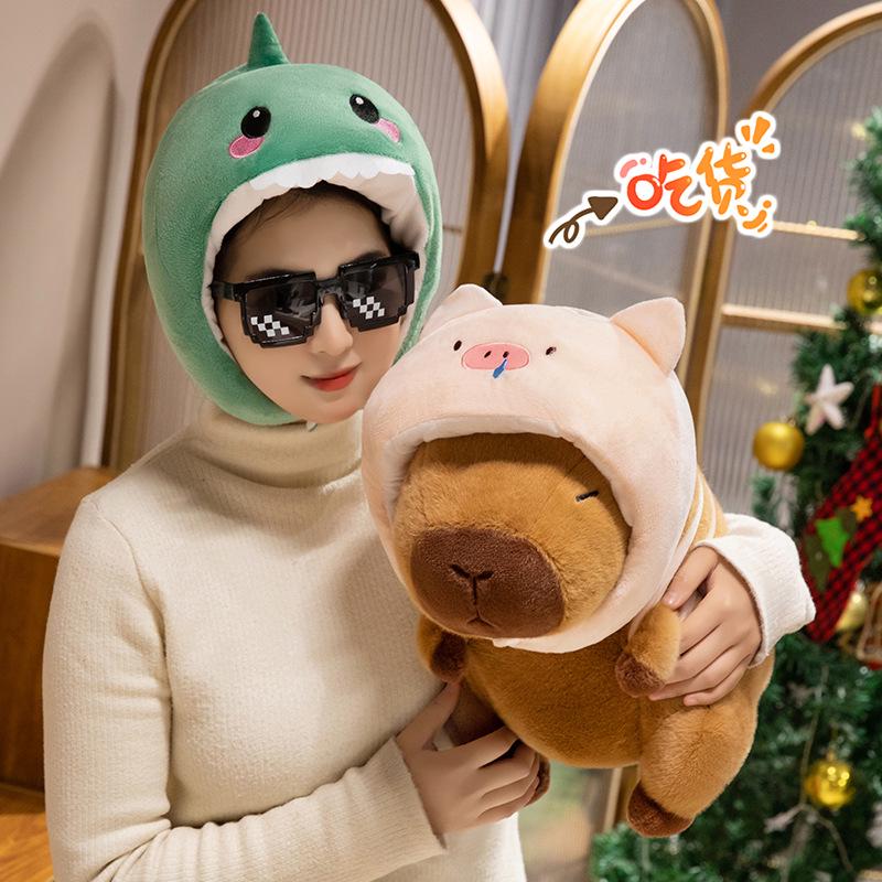 Capybara Plush Backpack & Cute Doll Hat - Small/Medium Sizes