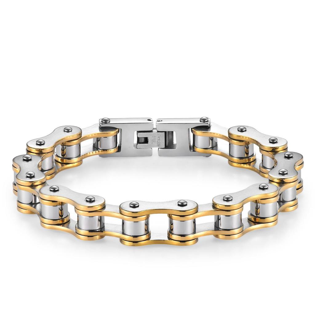 European-American Style Bicycle Chain Bracelet: Creative Rock Hip Hop Jewelry for Men & Women In Stainless Steel
