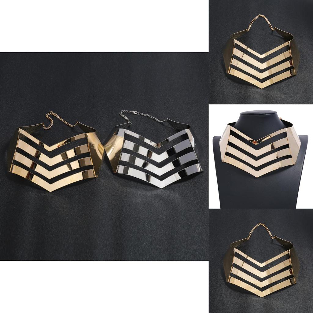 Fashionable V Shaped Hollow Design Women Metal Necklace Collar Choker For Fashion Enthusiasts