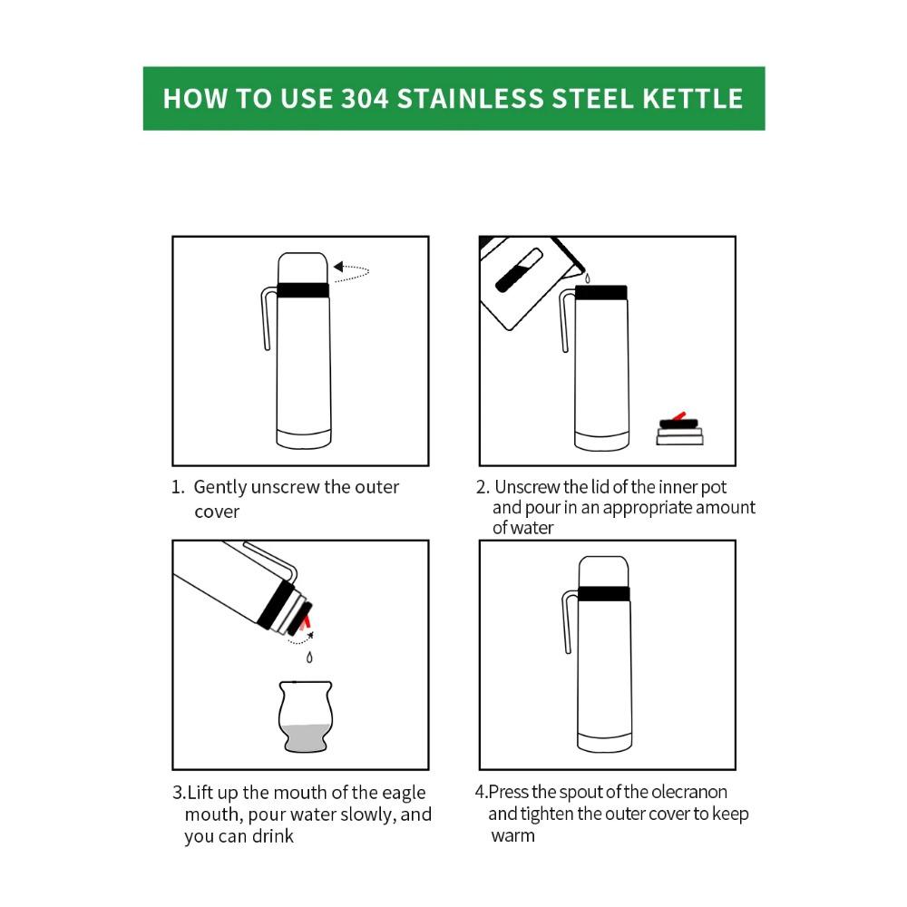 1000 ml Vakuum-Thermoskanne, weite Öffnung, mattschwarz, Edelstahl-Vakuumflasche für Yerba Mate, Kaffee, Tee, Wasser