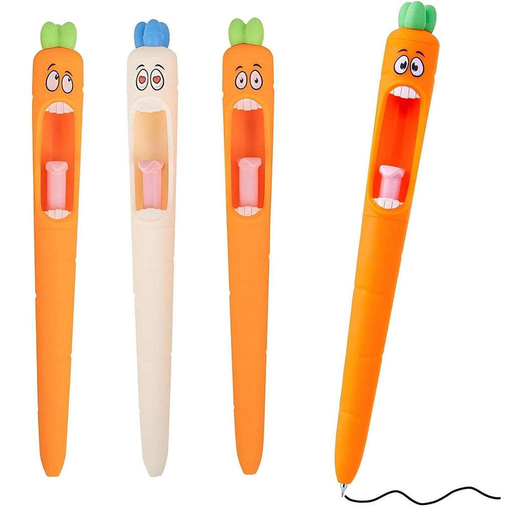 4pcs Scared Carrot Gel Pens Set 0.5mm Ballpoint Halloween Gift Funny Black Color Ink for Writing School