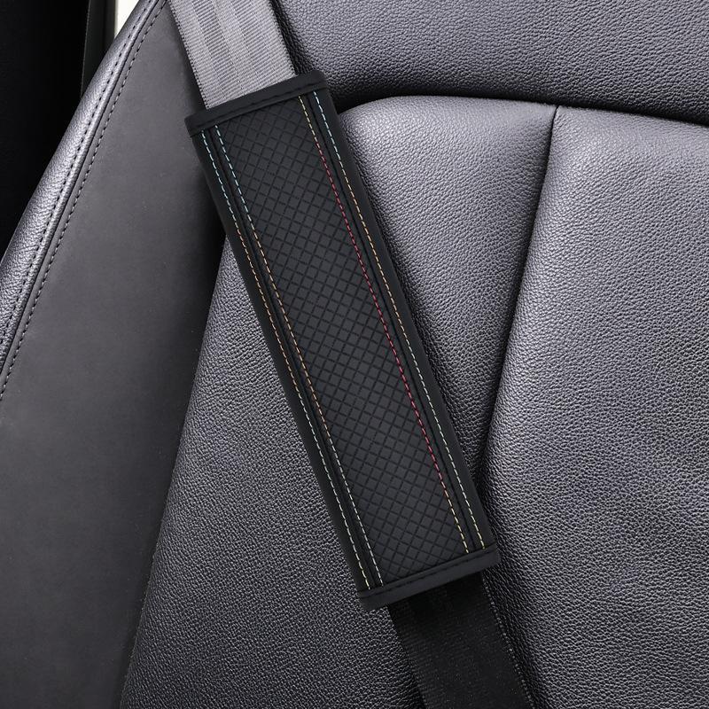 Embossed Fiber Leather Car Seat Belt Shoulder Strap Cover 1Pc Decompression Comfort Easy To Clean for Daily Use 1PCS