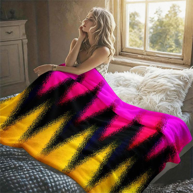 Colorful Glass Wave Texture Flannel Blanket Perfect for Sofa Office Bed Travel Sleep Read Relax Camping Four Season Use