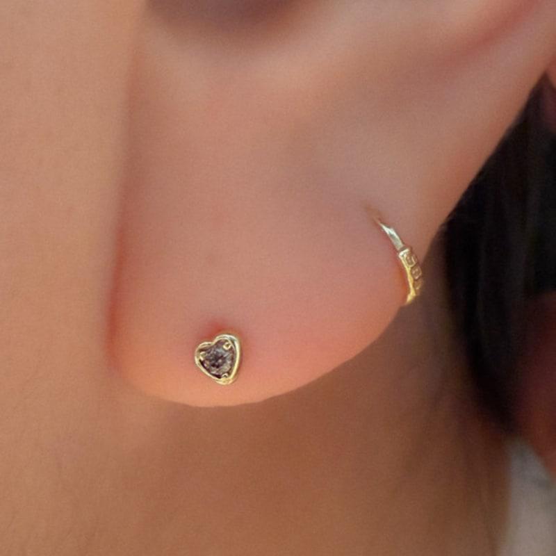 BettyU 14k Heart Point Cubic Mini Piercing