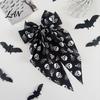 Bow Hairpin for Halloween Spring Hair Clips Women, Pumpkin Skeleton Ghost Hand Printed Festive Accessory Fabric Barrettes, Cute Horror Accessories