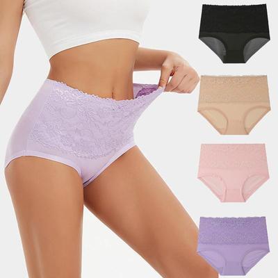 Mutandine a Vita Alta da Donna Pizzo Mutandine Taglia Grande da Donna Colore Solido Mutandine Triangolo a Vita Alta Intimo