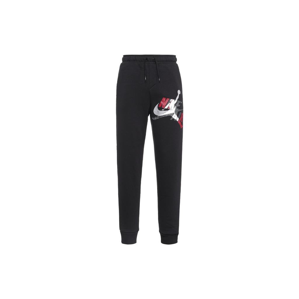 Jordan Air Jumpman Logo Print Fleece-Lined Drawstring Warm Cuffed Basketball Sweatpants Men Bottoms Black CU1559-010