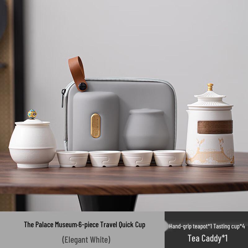 Ailan Huijia Ceramic Travel Tea Set - Forbidden City Crane Design