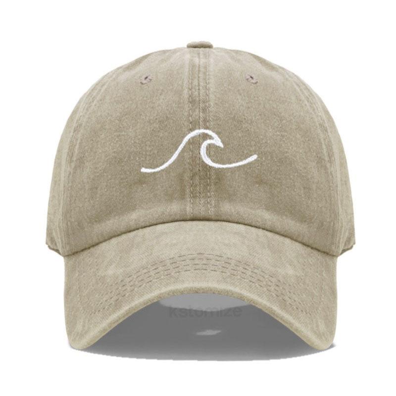 Men'S Baseball Cap Women'S Washed Cotton Waves Embroidery Embroidery Dad Hat Sport Golf Caps For Man Sun Hats Dropshipping