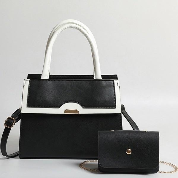 2024 New European And American Retro Shoulder Bag Vintage Style Colorblock Large Capacity Crossbody Bag