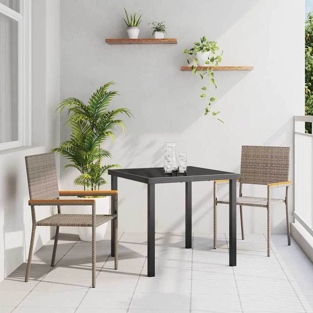 Garden Stackable Chairs 2 Pcs Gray and Brown 54 X 56 X 90 Cm