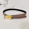 Oval Leather Cowhide Belt For Women, Simple Decorative Trendy Jeans Belt For Women